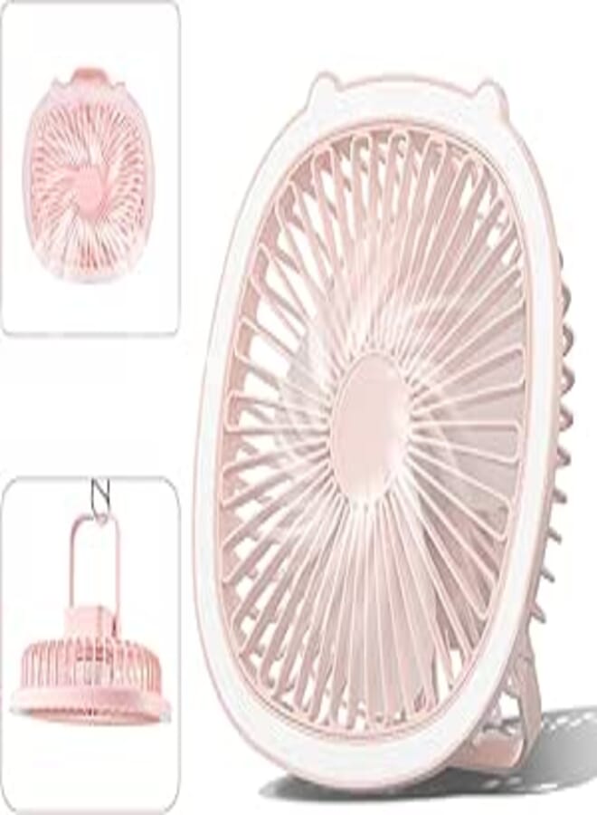 Multifunctional Mini USB Fan with 3 Speed, Mini Desk Fan with 2 Lighting Modes and Desk Stand - Perfect for Home, Office and Outdoor Use
